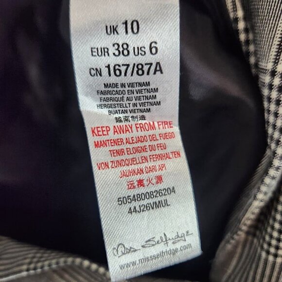 Miss Selfridge Glen Plaid Blazer in Black Size US 6 - Picture 5 of 6